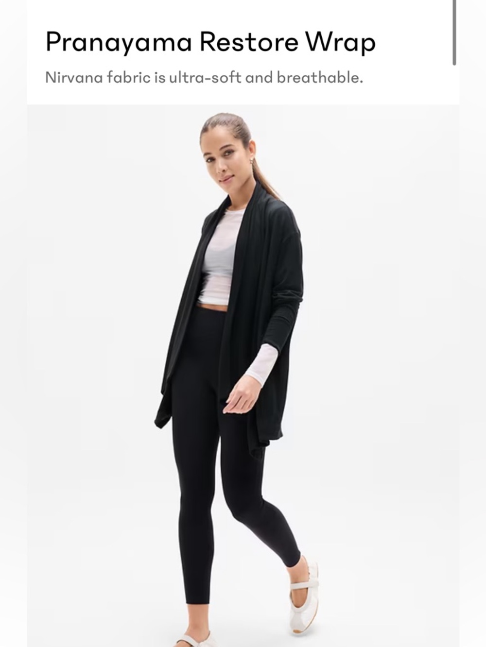 Athleta Black Long Pranayama Wrap with Thumbholes